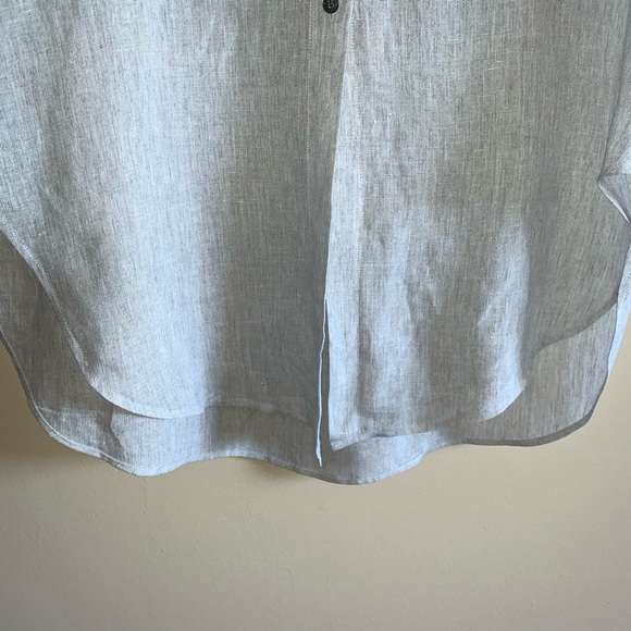 Theory | Women's Hekanina Linen Tie Front Shirt Lg - Picture 5 of 12